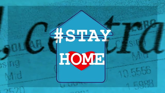 Stay at home text with home and heart in home. COVID 19 or the logo of the campaign for the protection from coronavirus. Referring to self-isolation as a sign or symbol.
