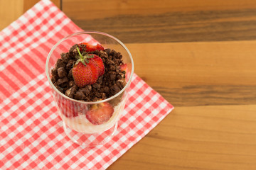 A magnolia with strawberry photo for food photography concept.