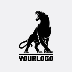 black panther logo sign emblem silhouette vector illustration on white background animal