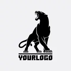 Foto op Plexiglas black panther logo sign emblem silhouette vector illustration on white background animal © white_whale