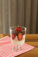 A magnolia with strawberry photo for food photography concept.