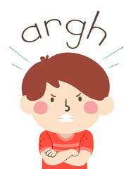 Kid Boy Onomatopoeia Sound Argh Illustration