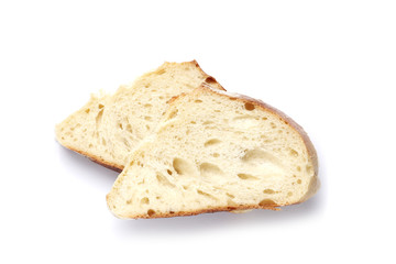 Sliced fresh white bread isolated on a white background.