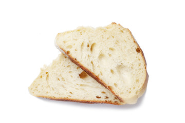 Sliced fresh white bread isolated on a white background.