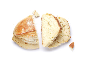 Sliced fresh white bread isolated on a white background.