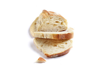 Sliced fresh white bread isolated on a white background.
