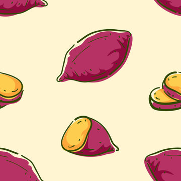 Seamless Sweet Potato Background Illustration