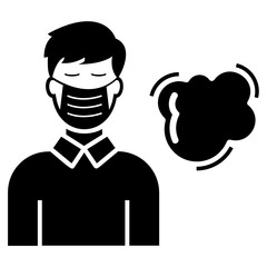 Boy wearing 3m mask concept Vector Icon Design, Cornavirus and Dust allergy Prevention on white background,