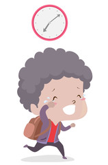 Kid Boy Adjective Late Illustration