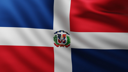Large Dominican Republic Flag fullscreen background in the wind