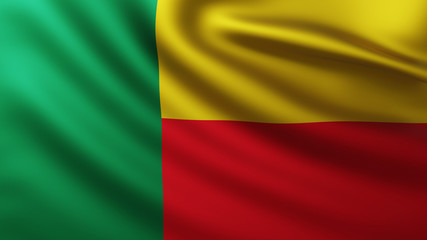 Large Flag of Benin fullscreen background in the wind