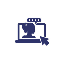 customer satisfaction and feedback, vector icon with girl