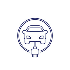 electric car charging station line icon