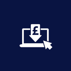 reduce costs icon with pound and laptop
