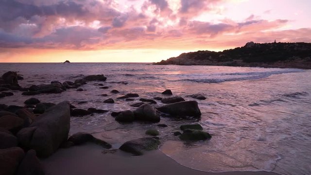 Winter Sunset at Cala Cipolla beach in Sardinia