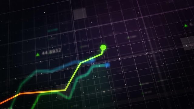 Market Recovery Concept. Graph Going Up Animation 4K