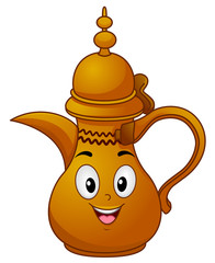 Mascot Dallah Qatar Coffee Pot Illustration