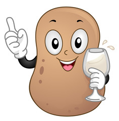 Mascot Potato Holding Glass Brannvin Illustration