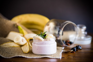 home sweet banana yogurt in a glass jar
