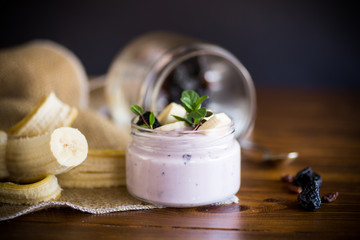 home sweet banana yogurt in a glass jar