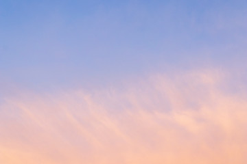 Beautiful image of natural pastel colorful of blue sky and violet clouds in the morning in spring season.