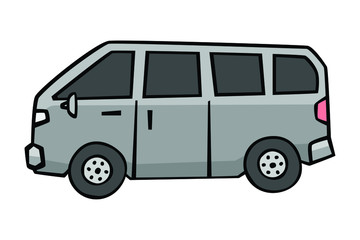 Van in drawing style on white