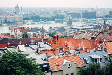 Fototapeta na wymiar The roofs of the old city. Budapest. Hungary.