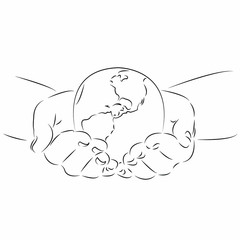 planet earth in human hands