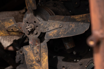old bulldozer engine cooling propeller