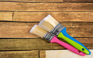 Paint brush, technician tool, technology, convert Nano on wood flooring