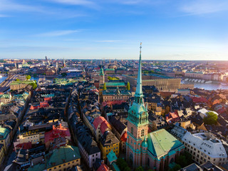 Aerial view of Stockholm City early morning