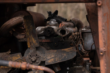 old bulldozer engine cooling propeller