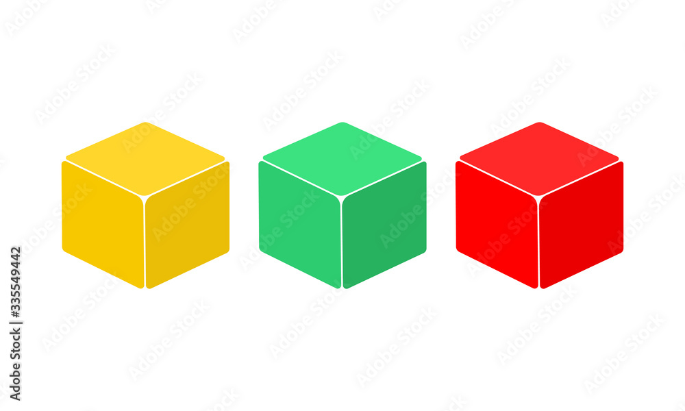 Aufkleber cube for web and apps or box, package icon in modern colour design concept on isolated white backgro