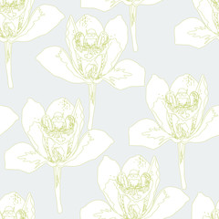 Seamless pattern with  orchids. Abstract background texture.