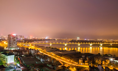 Hanoi skyline cityscape at twilight