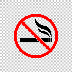 Stop smoking, no smoking icon in black and red. Forbidden symbol simple on isolated background. EPS 10 vector.