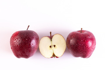 Big fresh red apples on white background