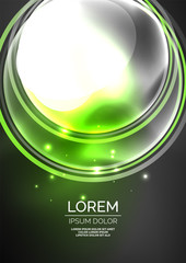 Glowing neon shiny transparent bubbles, glass circles or bio cell concept. Techno futuristic vector abstract background For Wallpaper, Banner, Background, Card, Book Illustration, landing page