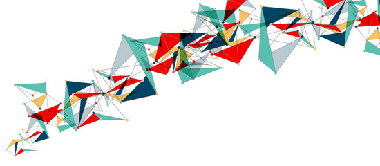 Fototapeta premium Line points connections, triangular technology design. Abstract geometric background