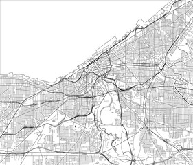map of the city of Cleveland, Ohio, USA
