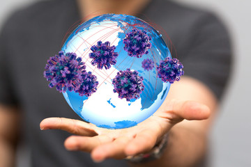 flu virus attack digital 3d  epidemic.