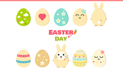 Easter day in vector. Easter eggs icon. Bunny eggs in vector. Cute Easter eggs.