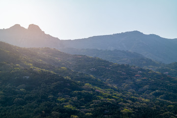 Beautiful spring scenery of famous Geumjeongsan mountain in Busan, South Korea