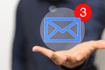 Hand Touching Email With Finger.