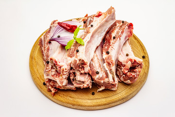 Raw pork ribs isolated on white background