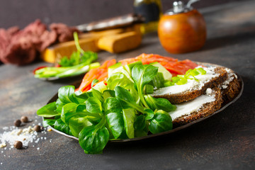 salmon with bread and creamcheese
