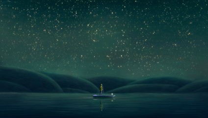 Hope in the night , fantasy painting © Jorm Sangsorn