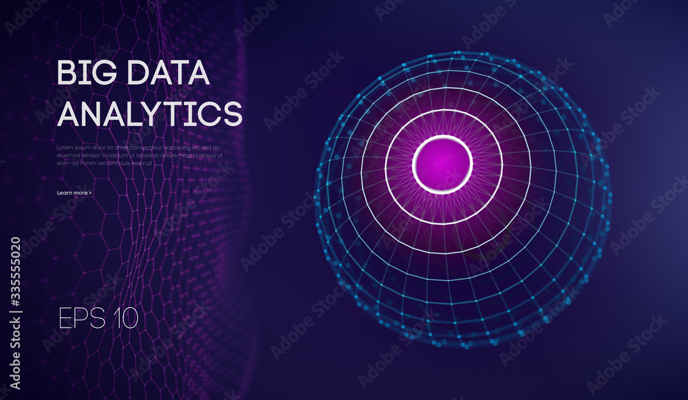 Fototapete big data visualization. background 3d .big data connection background. cyber technology ai tech wire