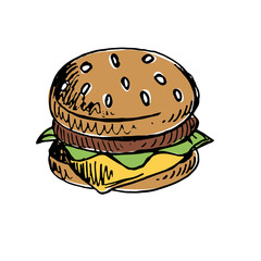 Hamburger sketch_ Fast food