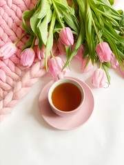 cup of tea and flowers